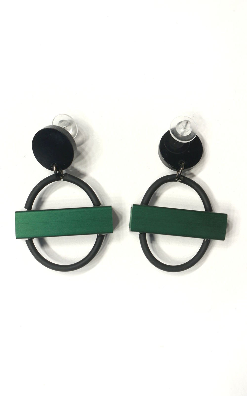 Mini Circle Square Tube Earrings product photo.