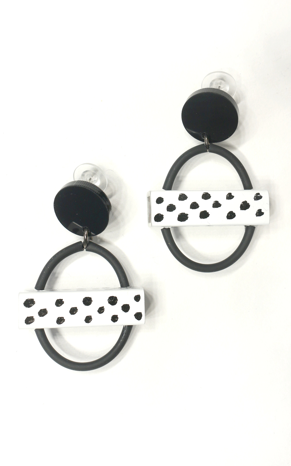 Mini Circle Square Tube Earrings product photo.
