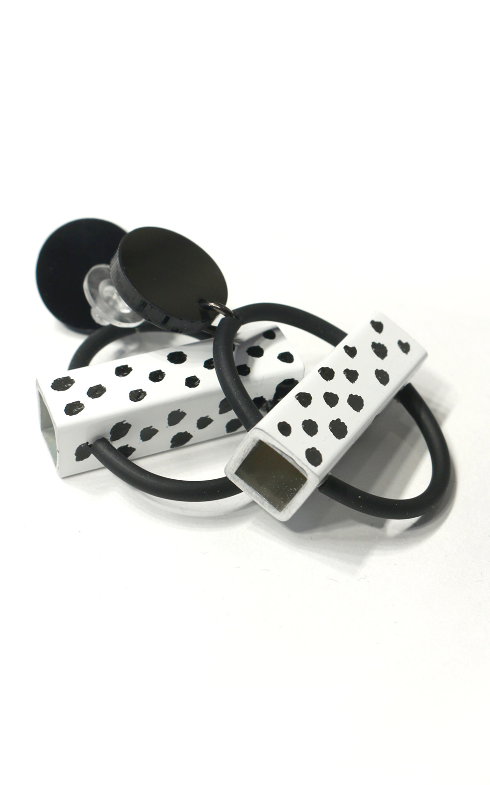 Mini Circle Square Tube Earrings product photo.