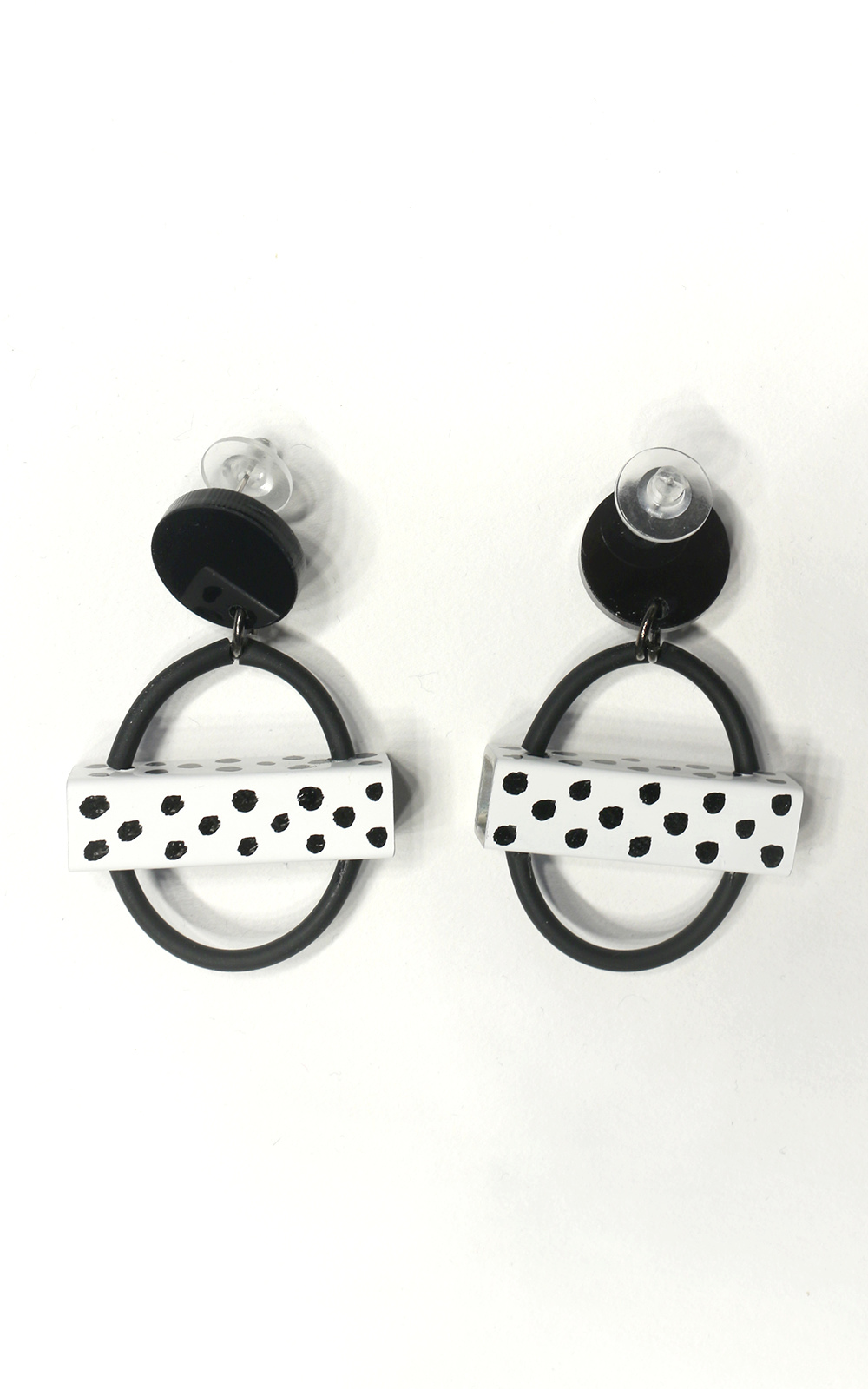 Mini Circle Square Tube Earrings product photo.