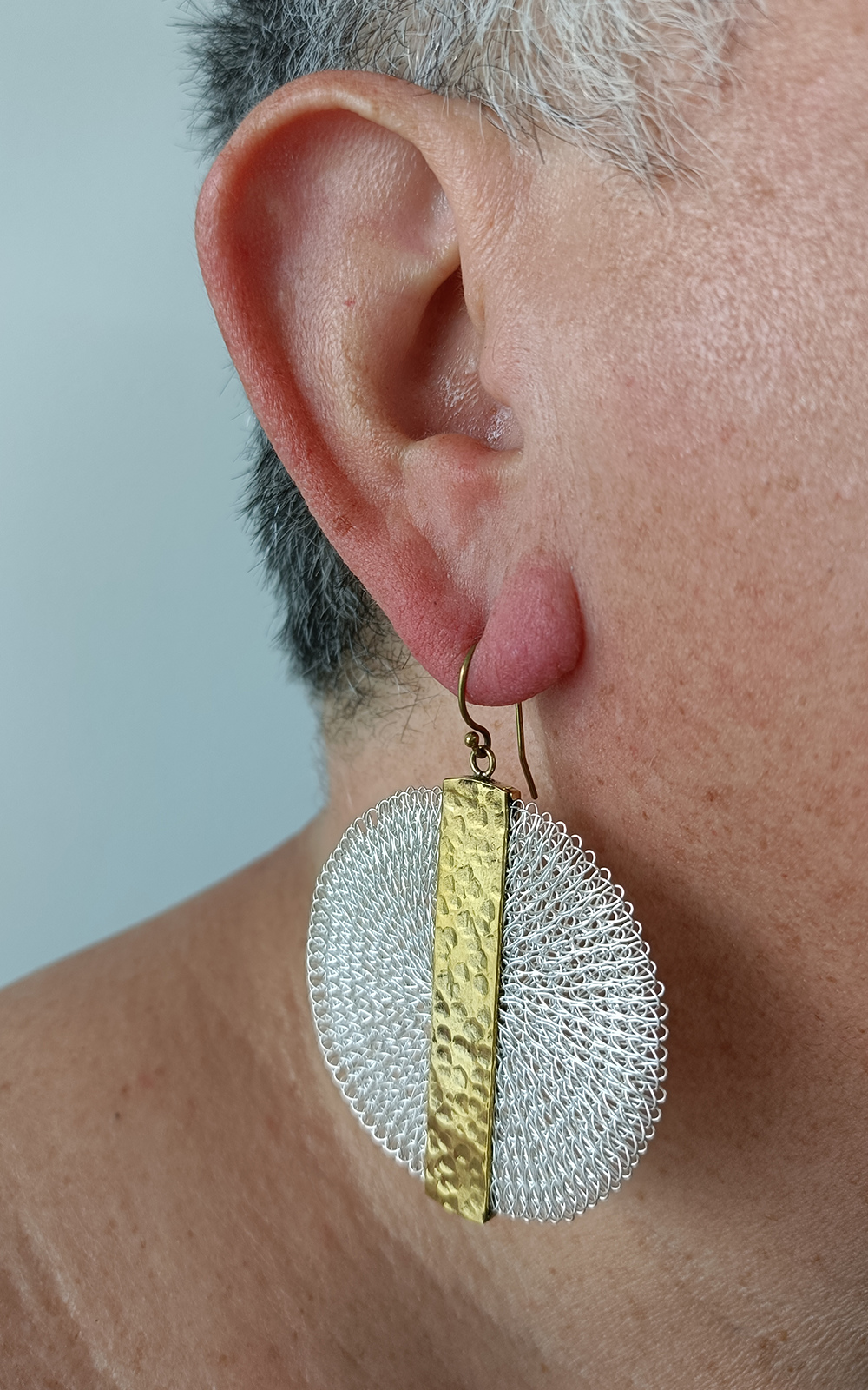 Vertical Circle Earrings product photo.