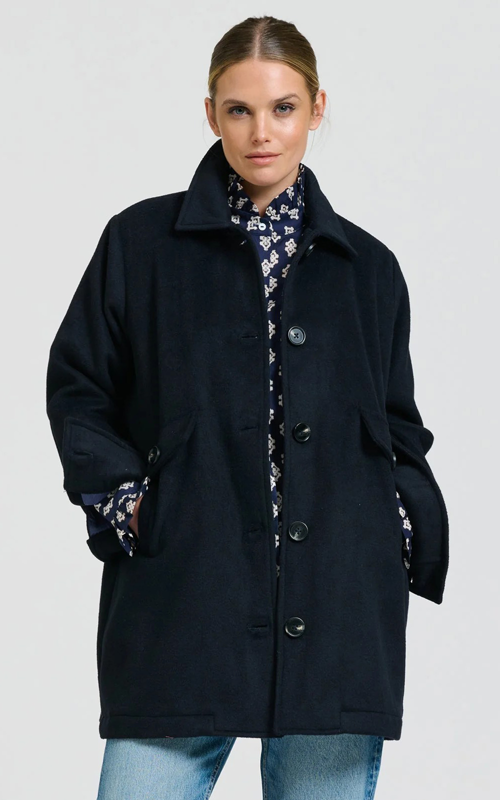 Selina Swing Coat product photo.