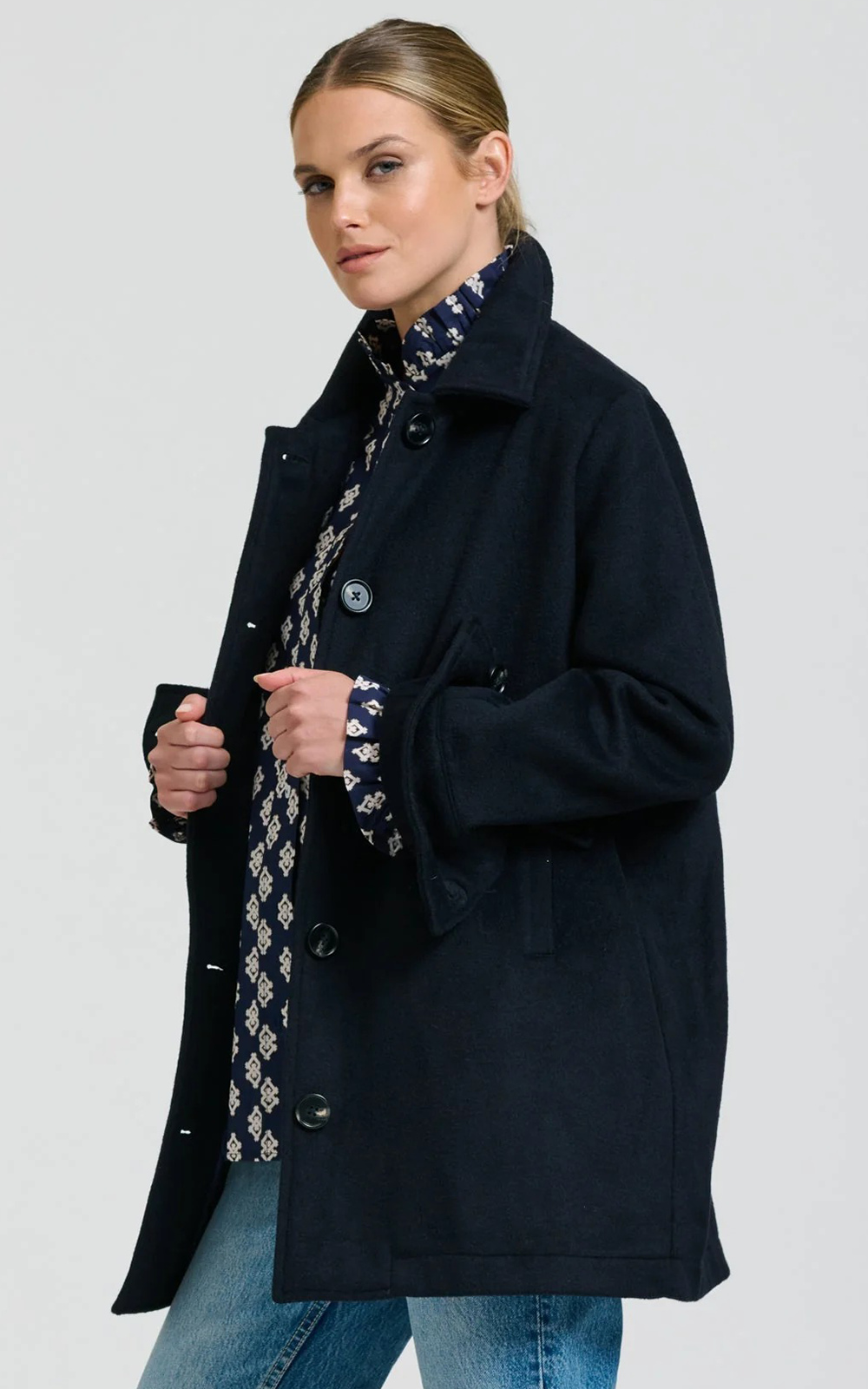 Selina Swing Coat product photo.