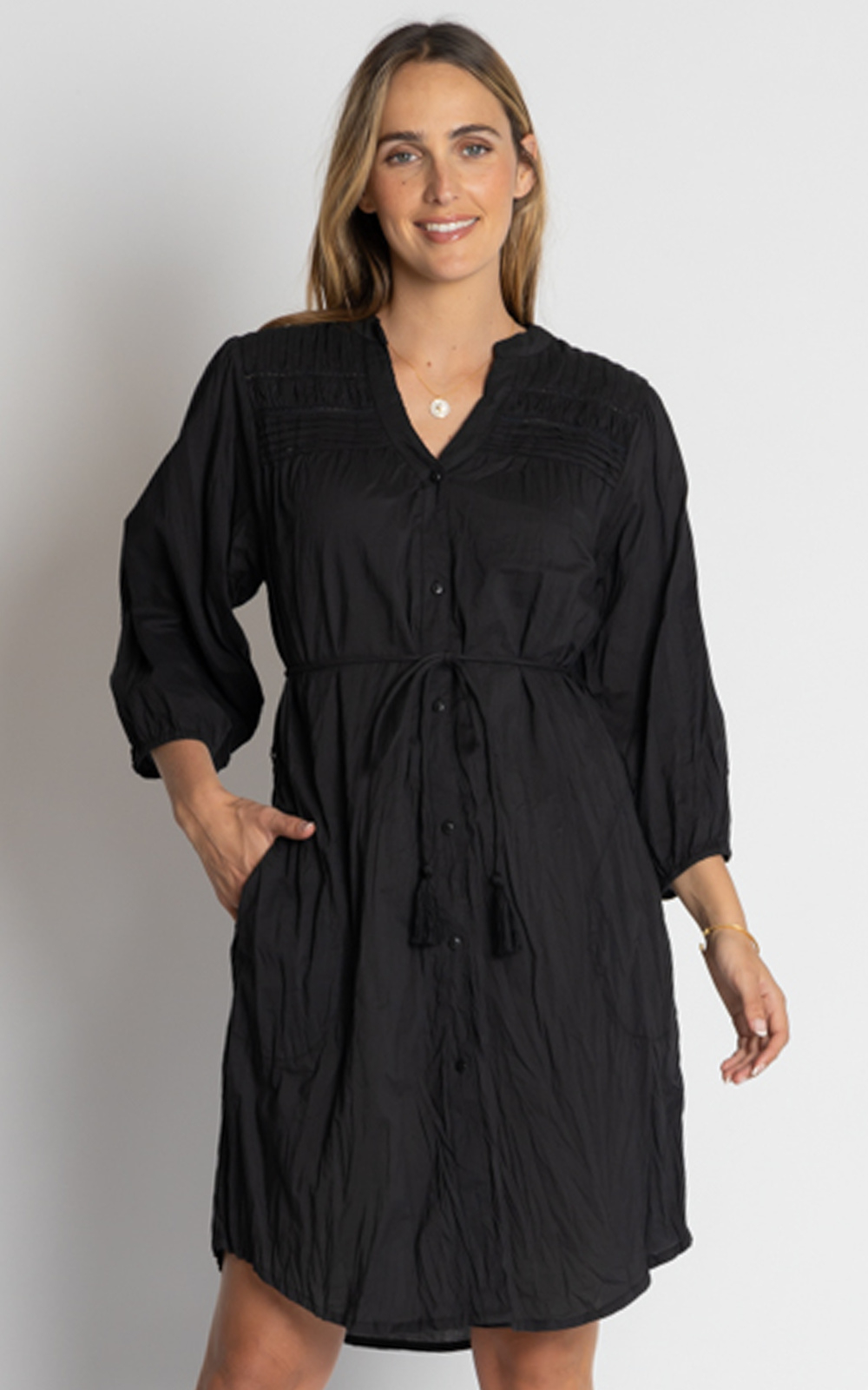 Shayna Button Dress product photo.