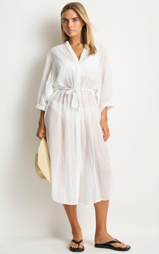 Salt Boho Long Shirt Dress product photo.