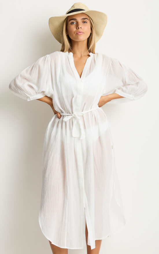 Salt Boho Long Shirt Dress product photo.