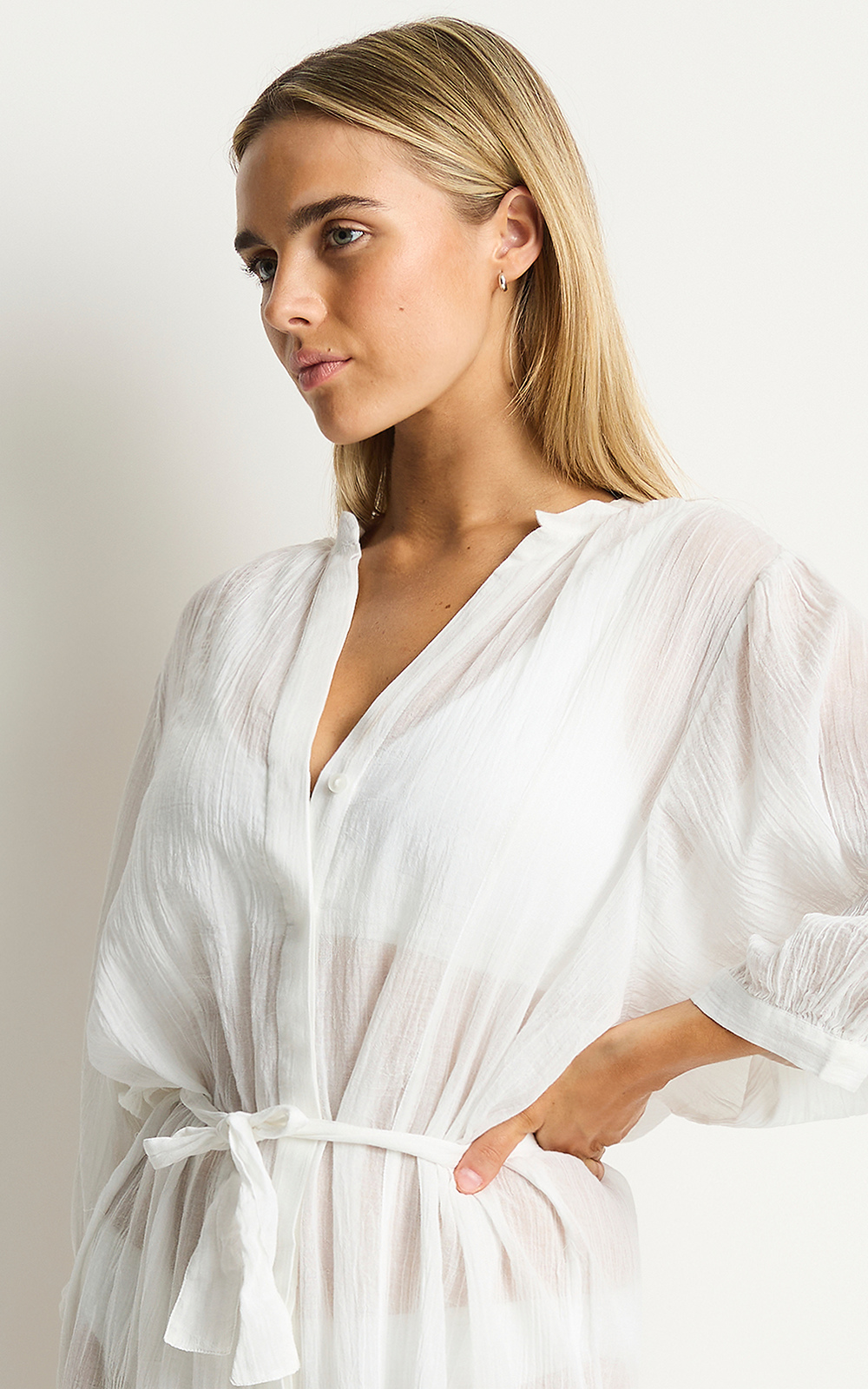 Salt Boho Long Shirt Dress product photo.