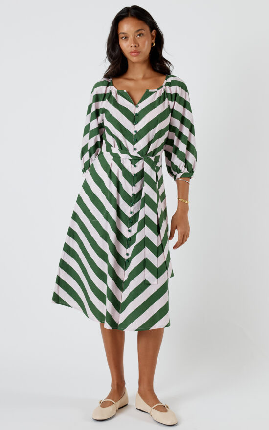 Stripe Button Dress product photo.