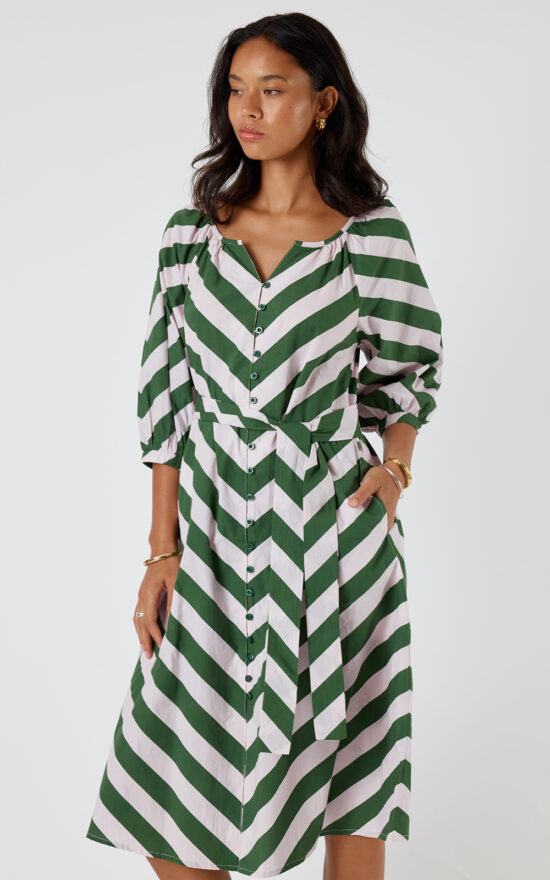 Stripe Button Dress product photo.