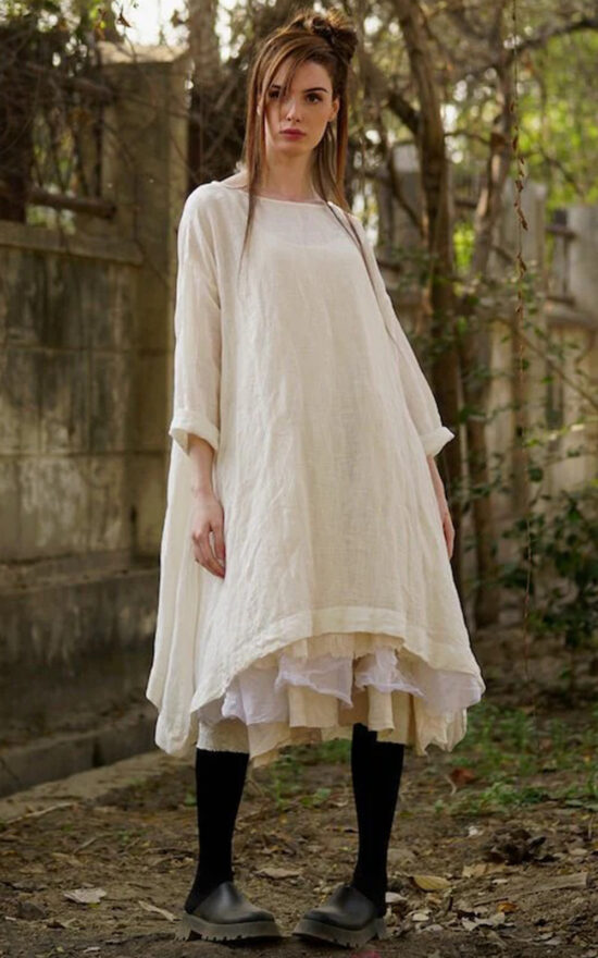Sylvie Tunic Dress In Gauze Linen product photo.