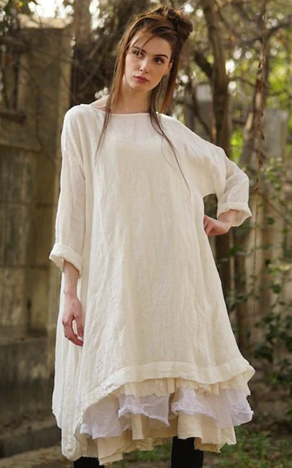 Sylvie Tunic Dress In Gauze Linen product photo.
