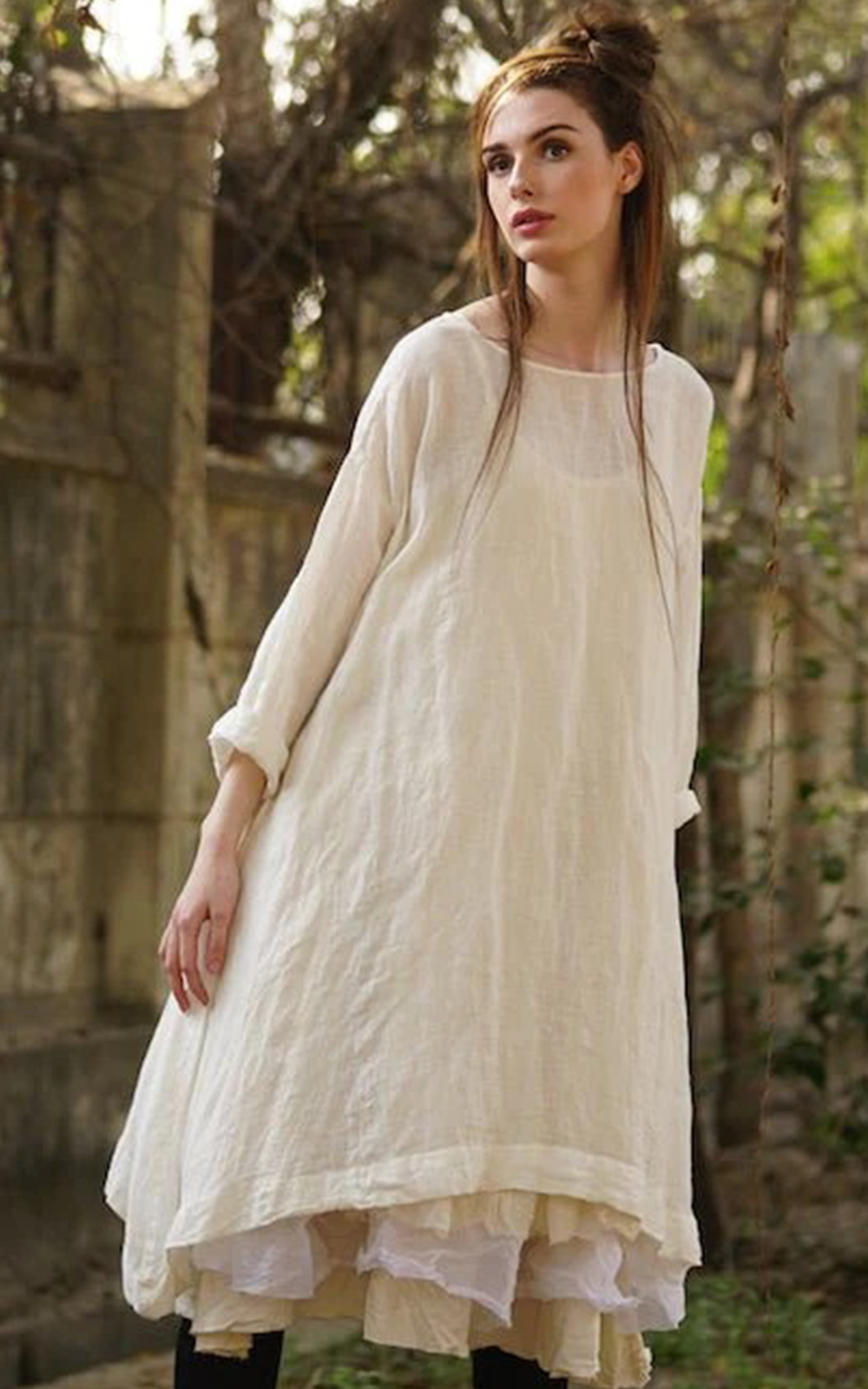 Sylvie Tunic Dress In Gauze Linen product photo.