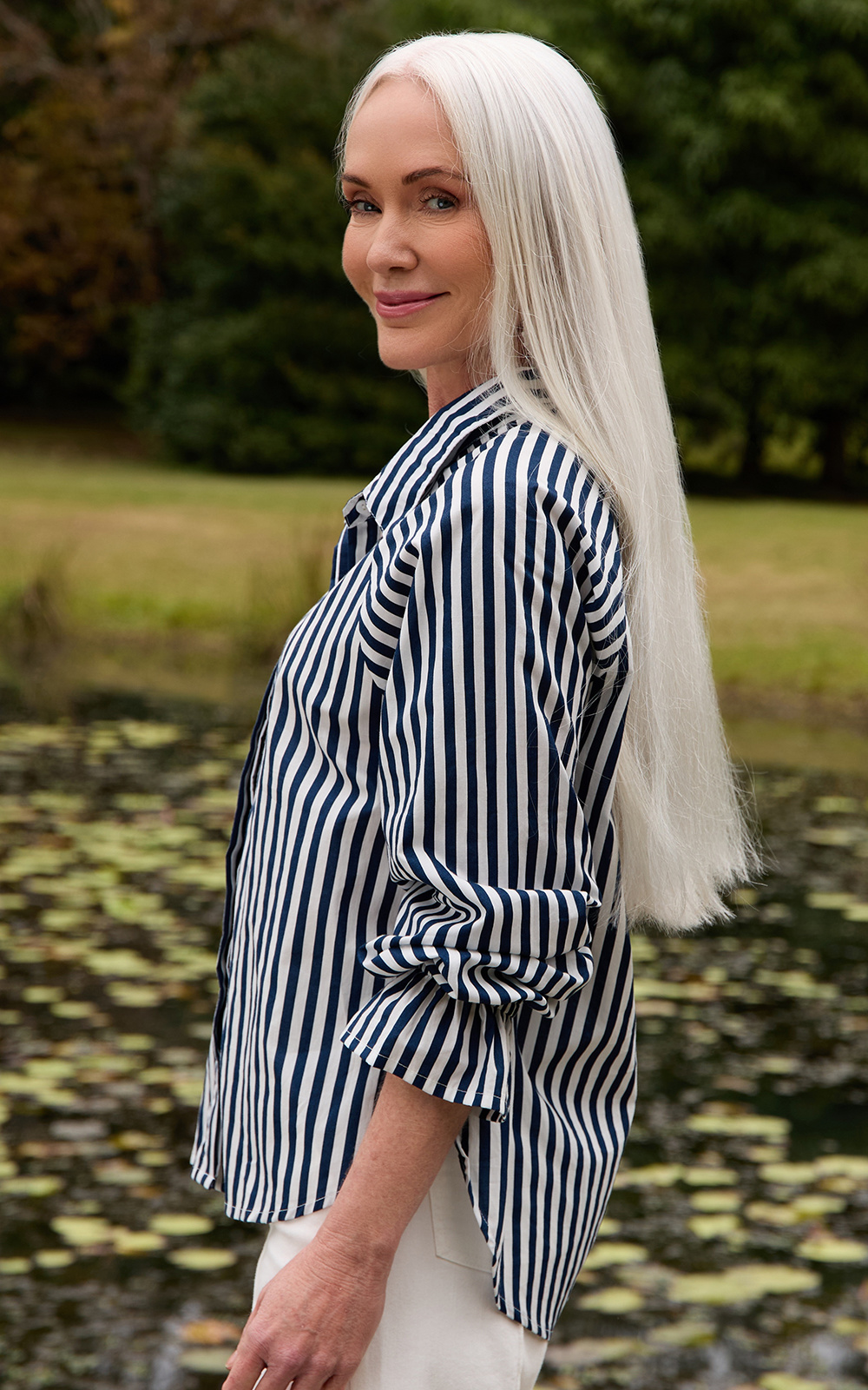 Ebony Frill Cuff Shirt  product photo.