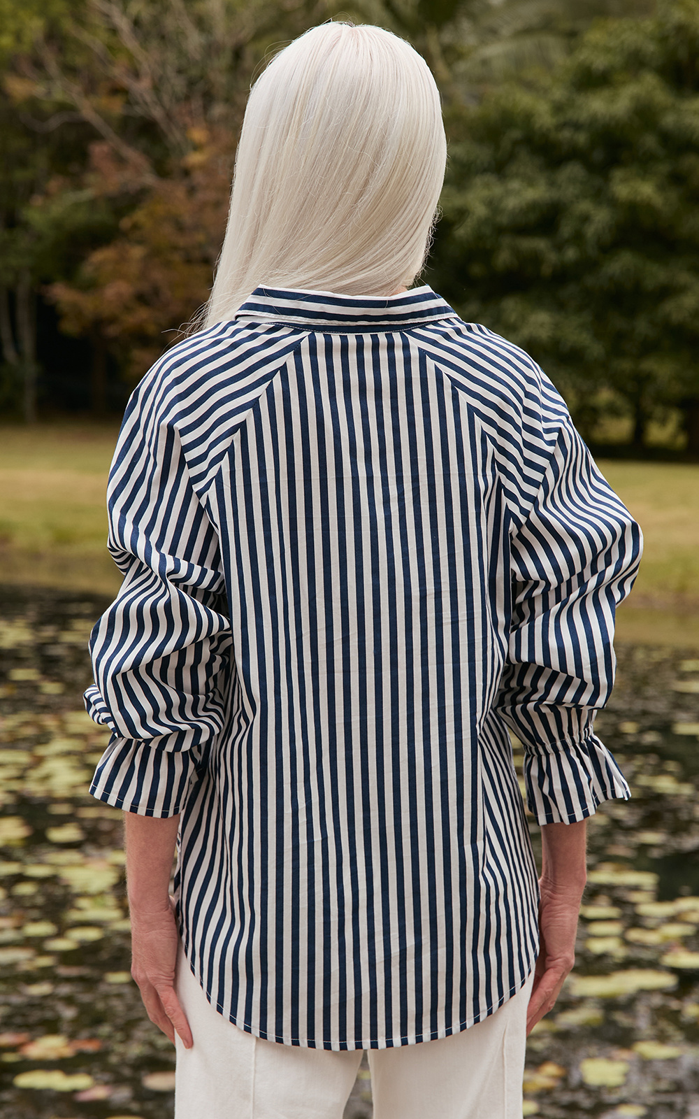 Ebony Frill Cuff Shirt  product photo.