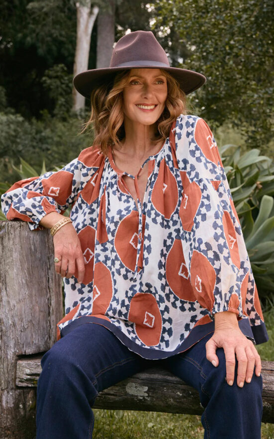 Delilah Blouse In Chestnut product photo.