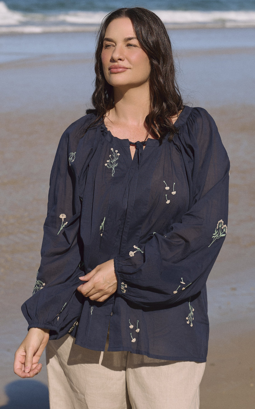 Nova Tie Neck Top product photo.