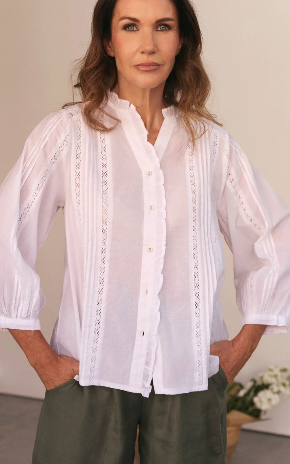 Harper Pintuck Blouse product photo.