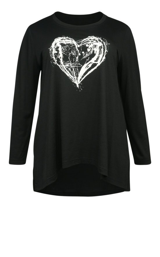 Flare Heart Print Top product photo.