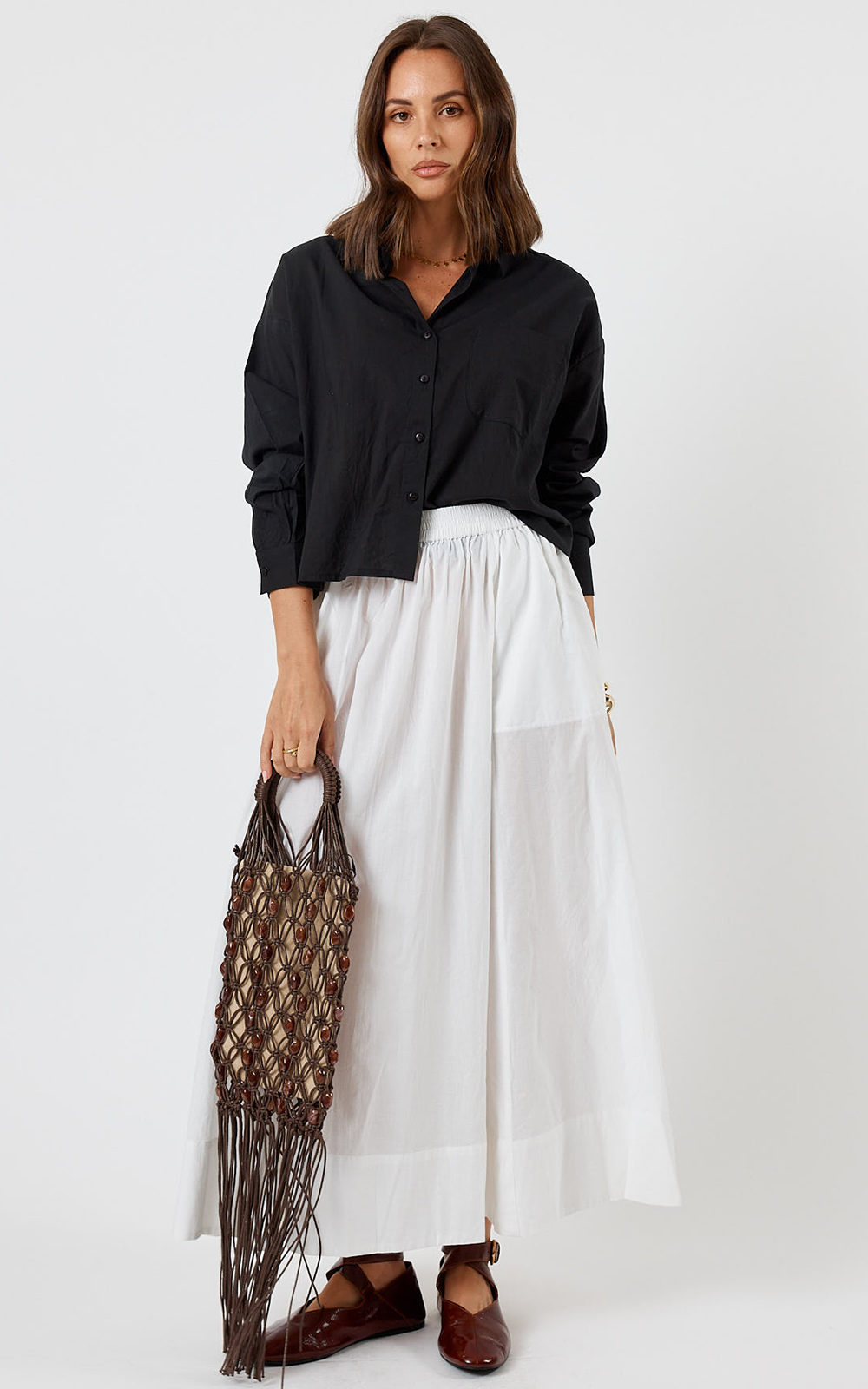 Xenia Cropped Shirt product photo.