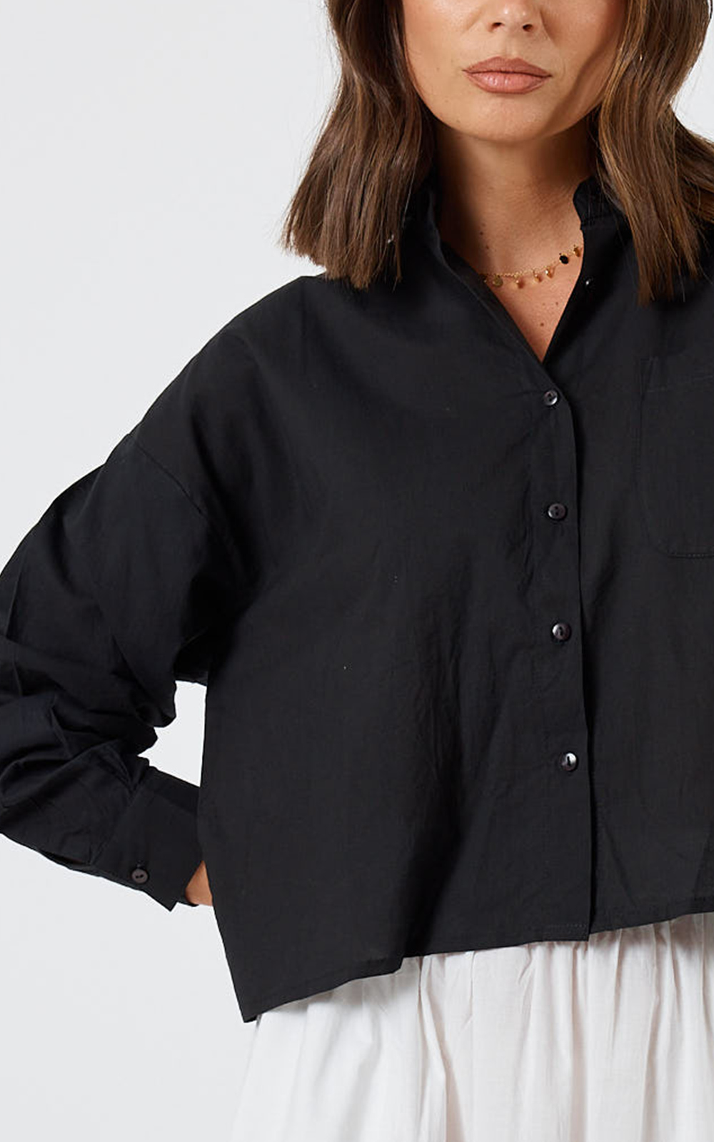 Xenia Cropped Shirt product photo.