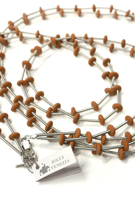 Steel Flat Bead Glass Long Necklace product photo.