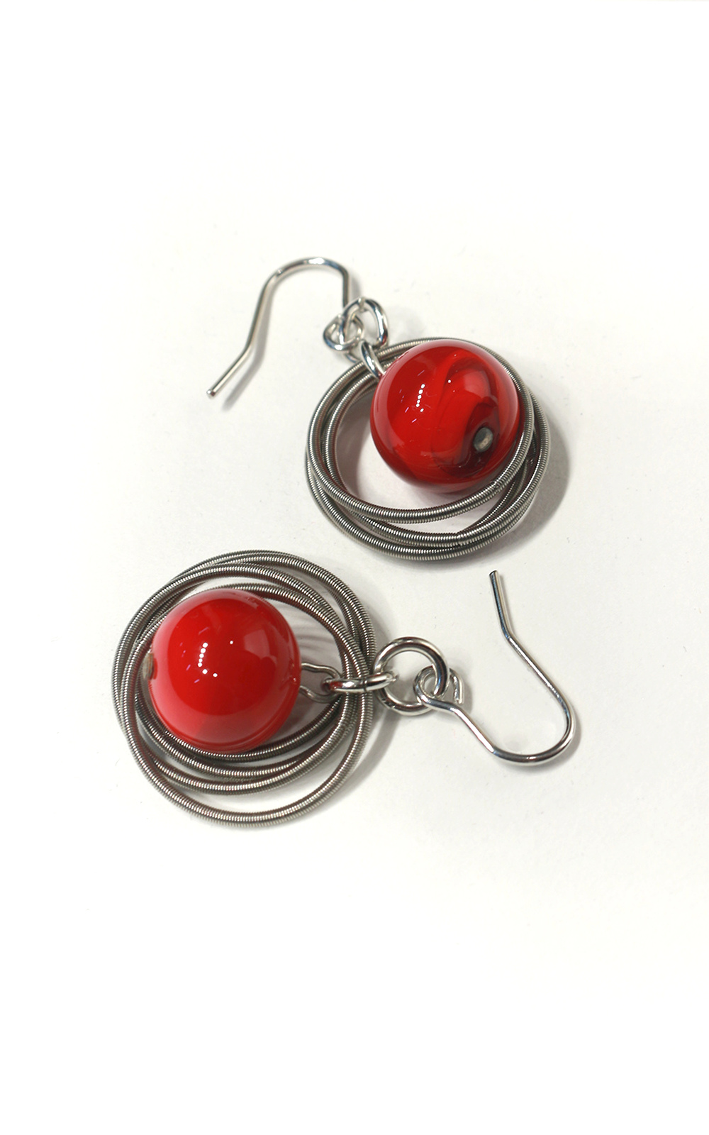 Small Glass Ball Loop Earrings product photo.