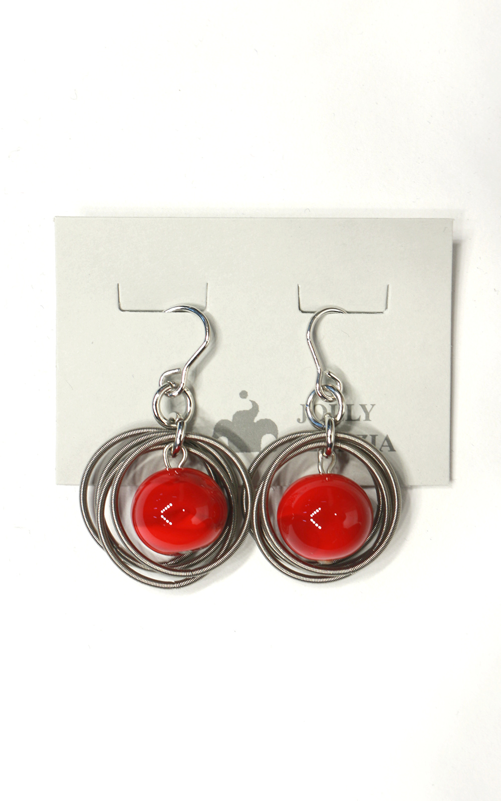 Small Glass Ball Loop Earrings product photo.