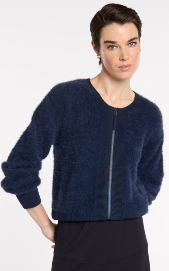 Fluffy Knit Bomber product photo.