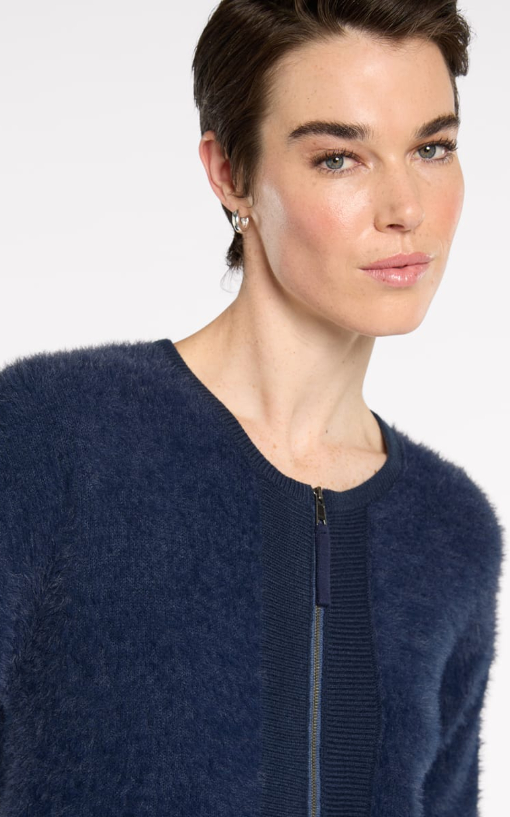 Fluffy Knit Bomber product photo.