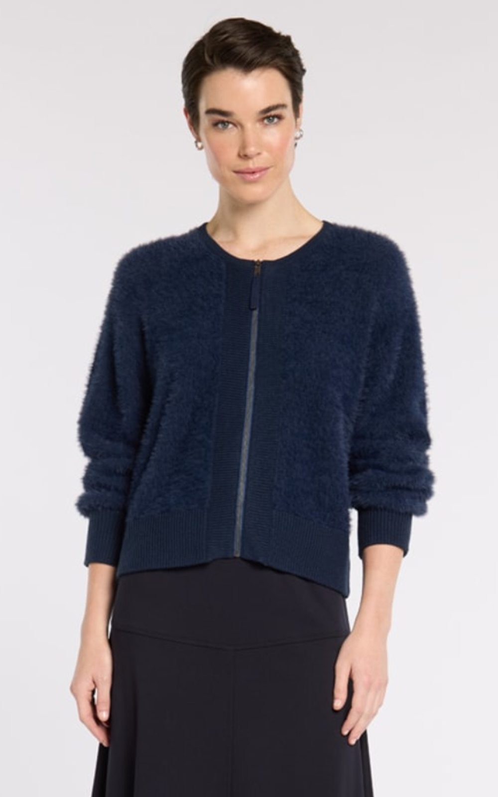 Fluffy Knit Bomber product photo.