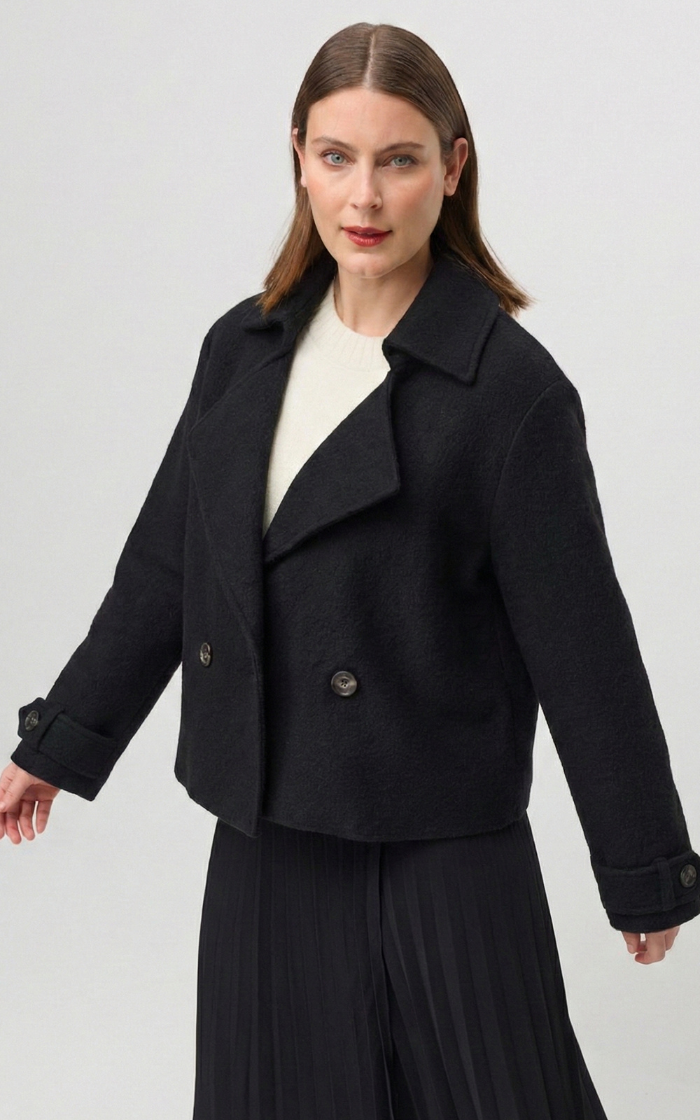 Cropped Boiled Wool Jacket  product photo.