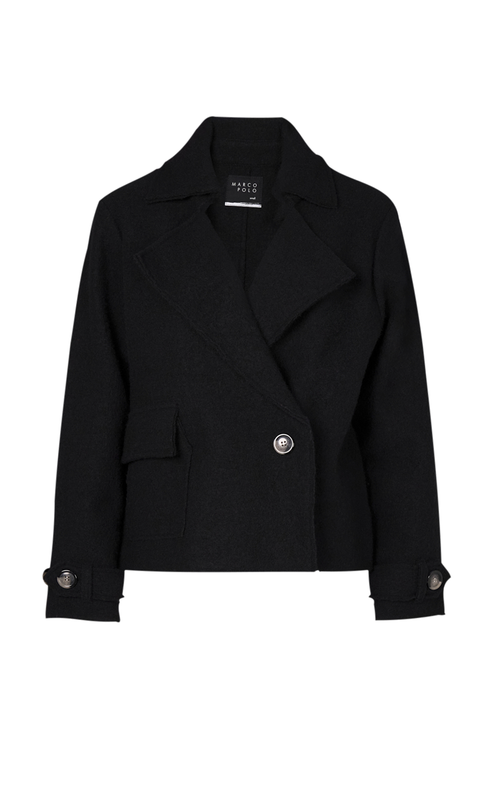 Collared Boiled Wool Coat product photo.