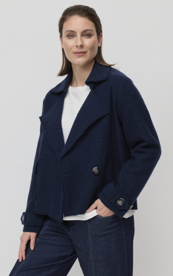 Cropped Boiled Wool Jacket  product photo.