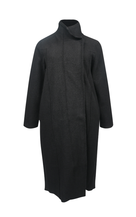 Collared Boiled Wool Coat product photo.