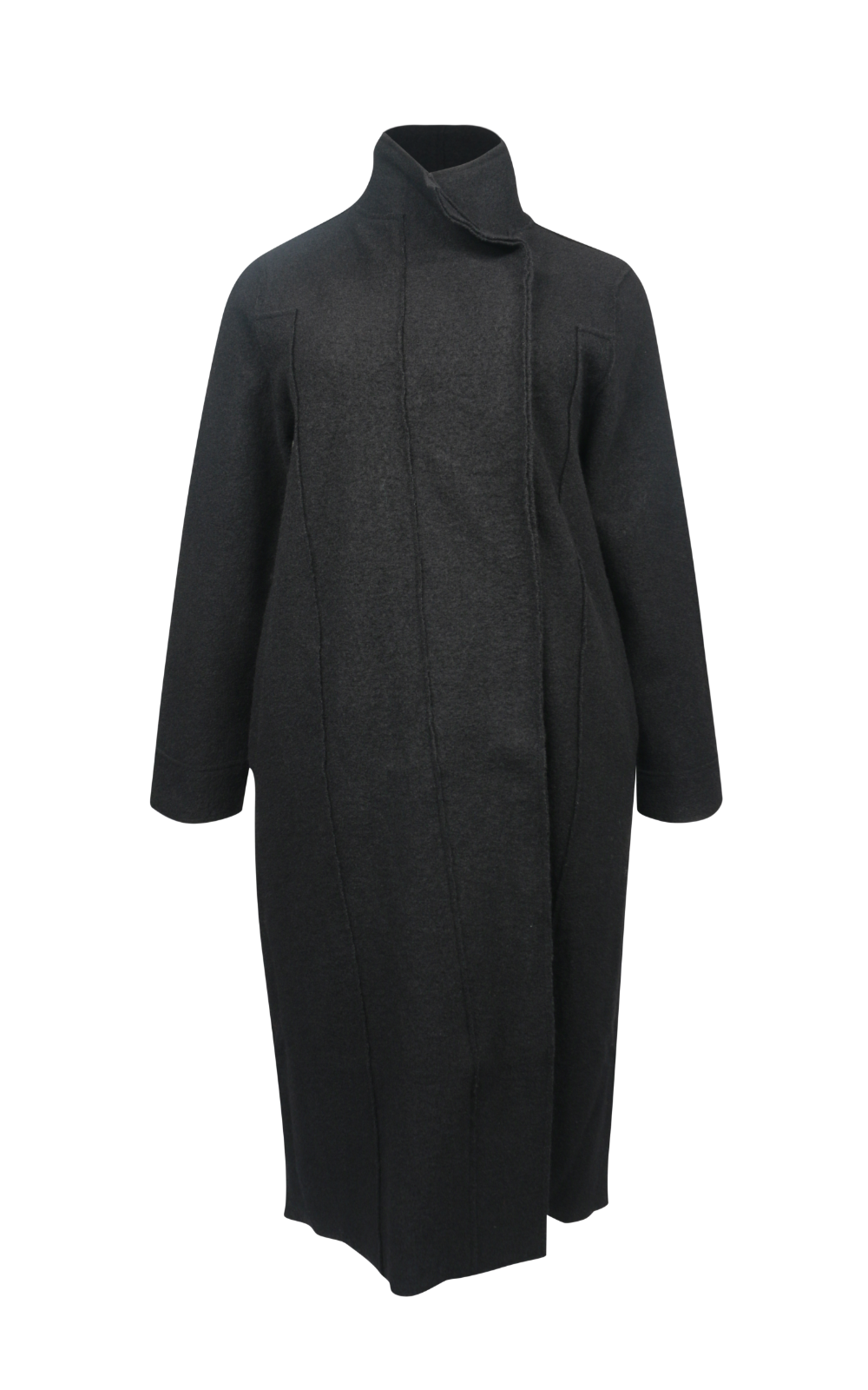 Collared Boiled Wool Coat product photo.