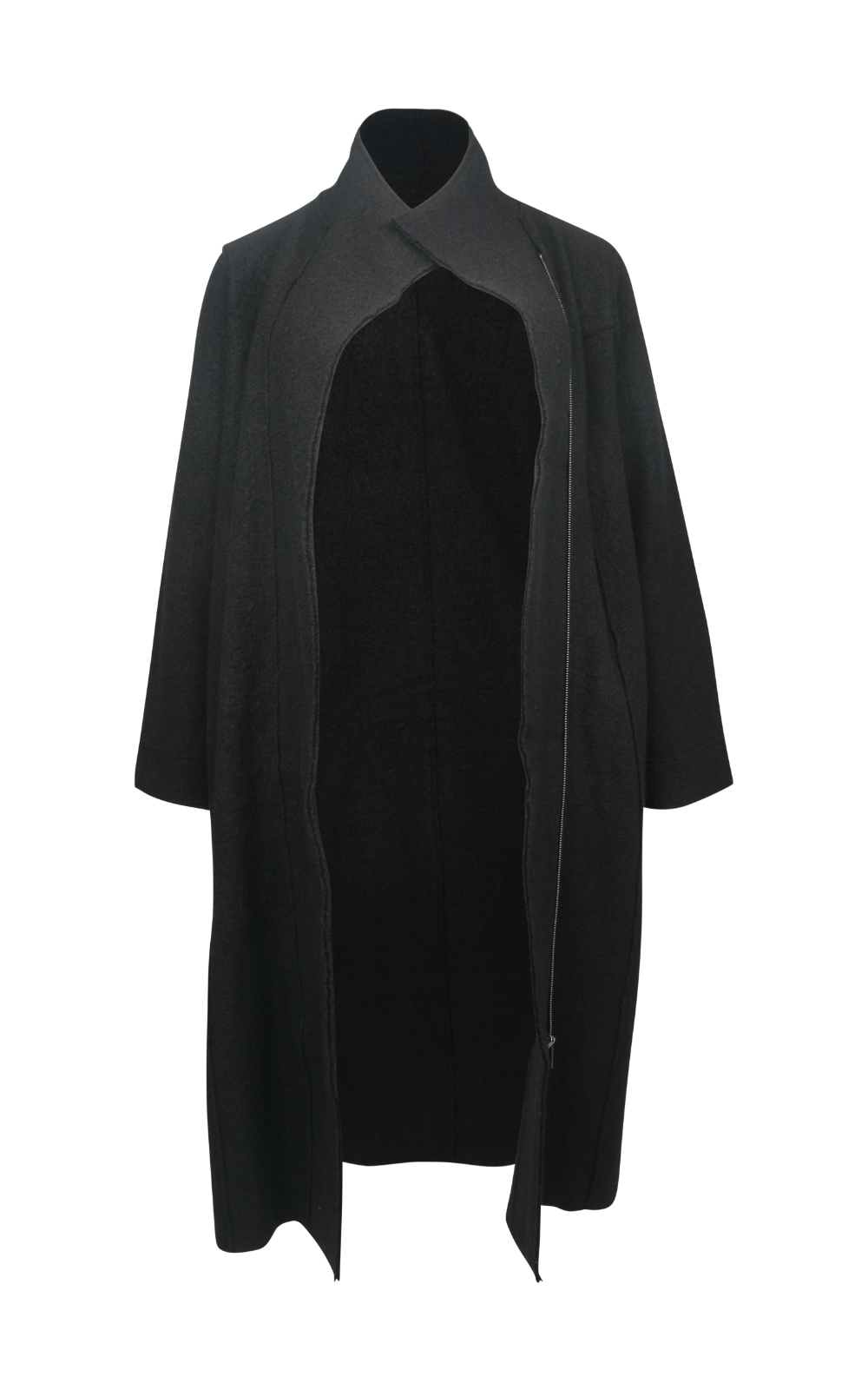 Collared Boiled Wool Coat product photo.