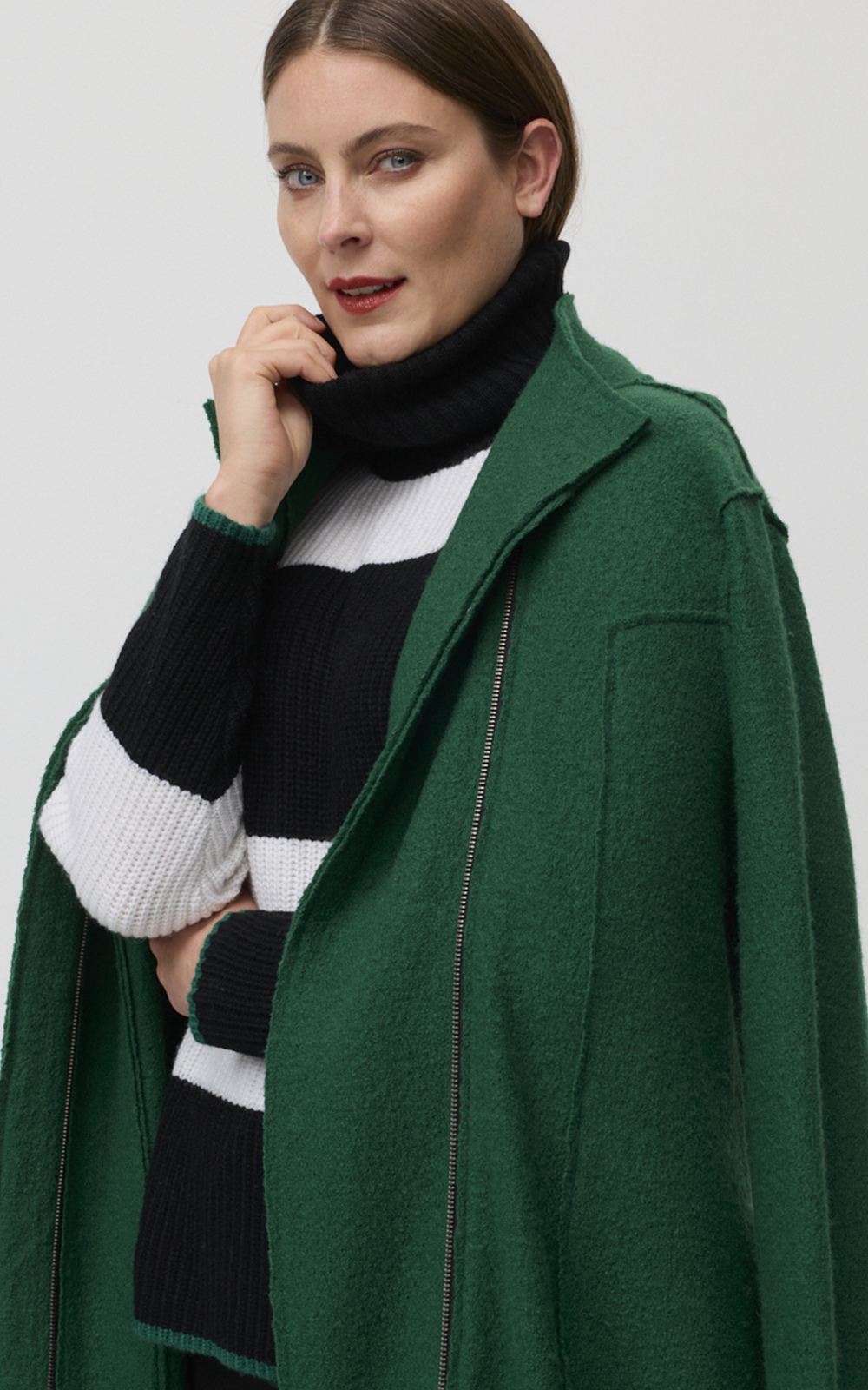 Collared Boiled Wool Coat product photo.