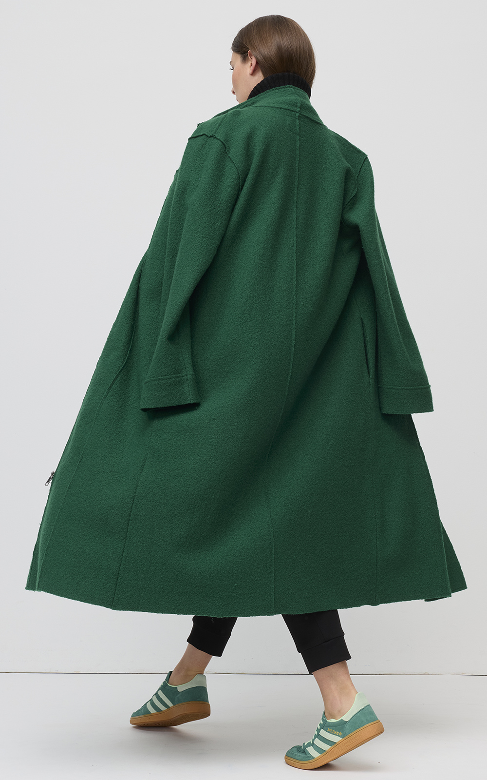 Collared Boiled Wool Coat product photo.