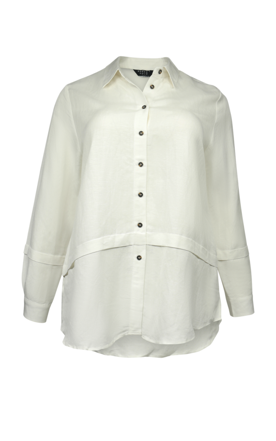 Tuck Detail Linen Overshirt product photo.