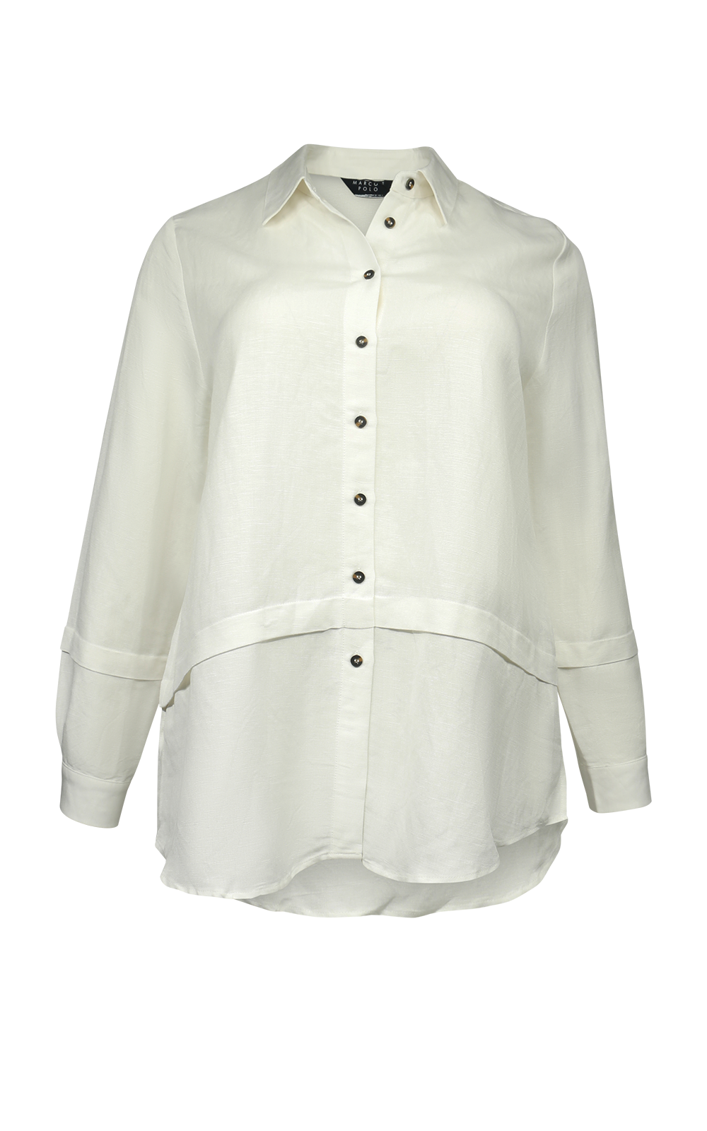 Tuck Detail Linen Overshirt product photo.