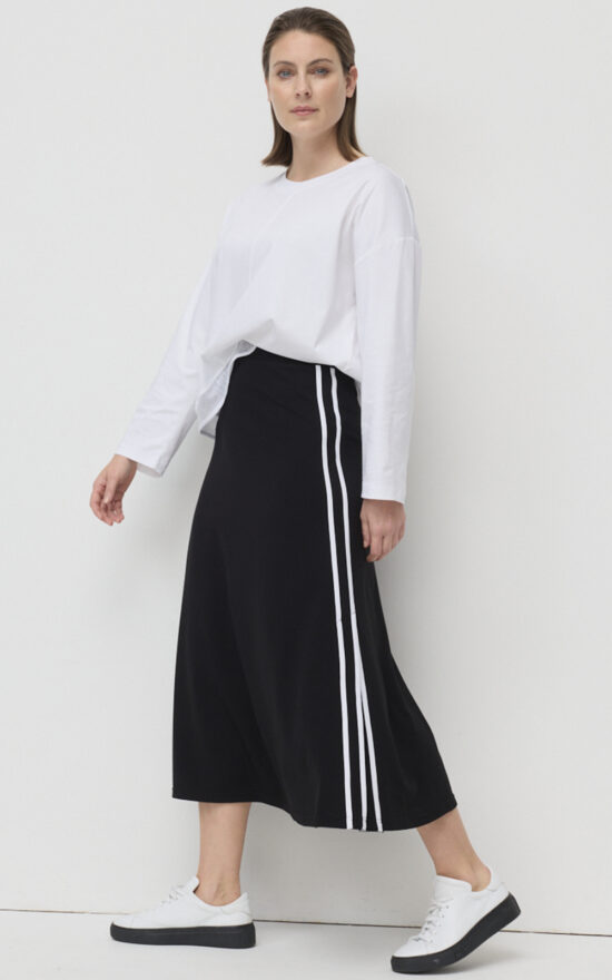 Twin Stripe Ponte Skirt product photo.