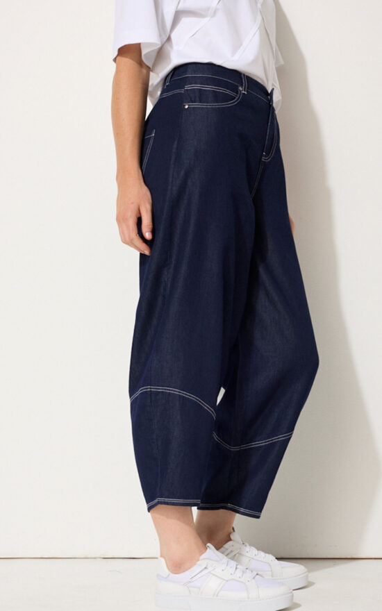 Denim Barrel Leg Pant product photo.