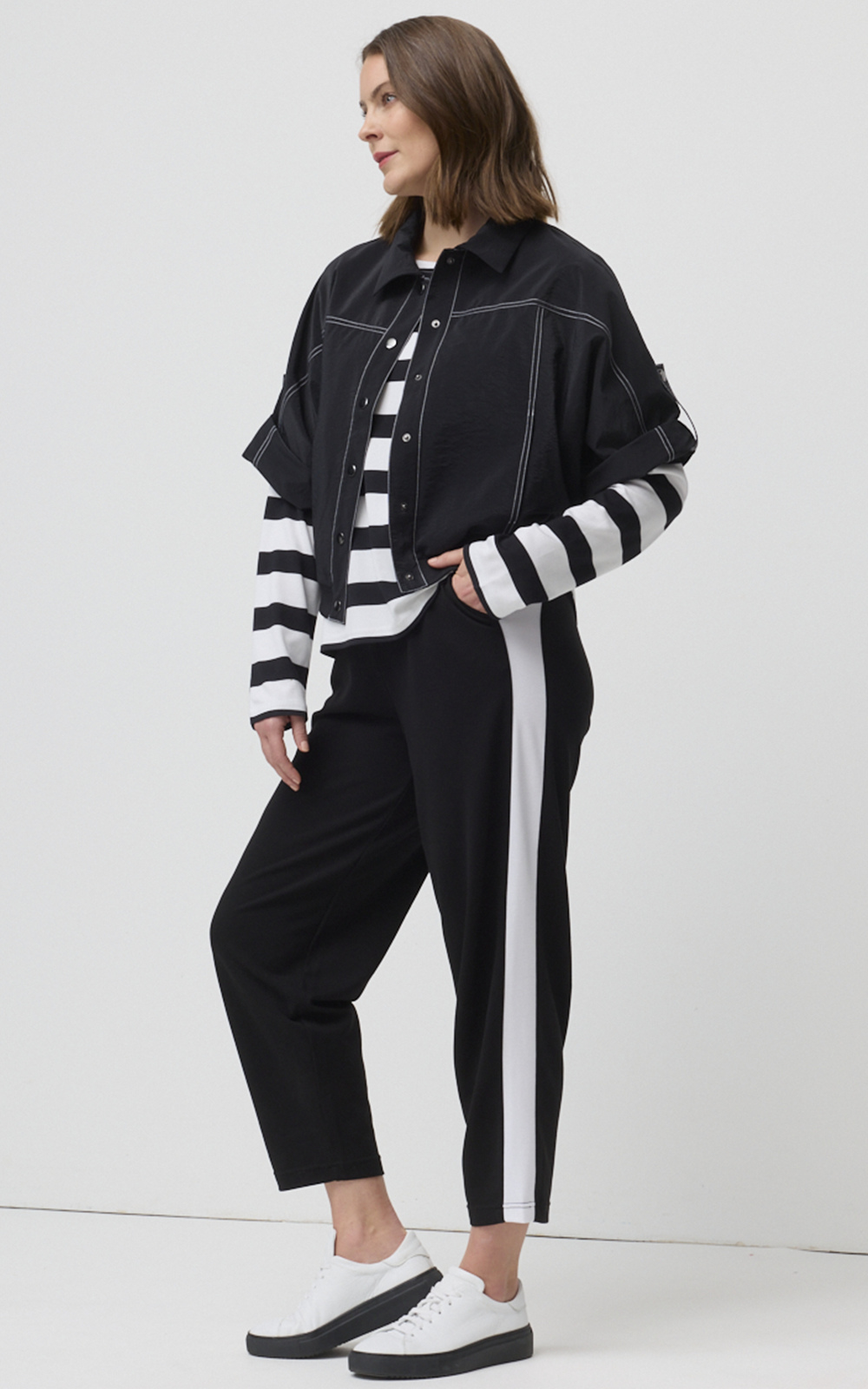 Side Stripe Ponte Jogger product photo.