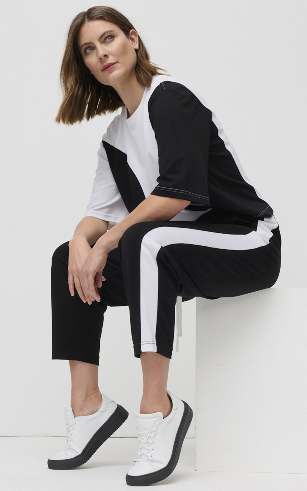 Side Stripe Ponte Jogger product photo.