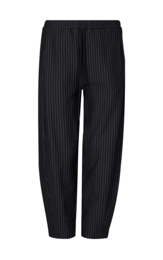 Pinstripe Ponte Barrel Pant product photo.