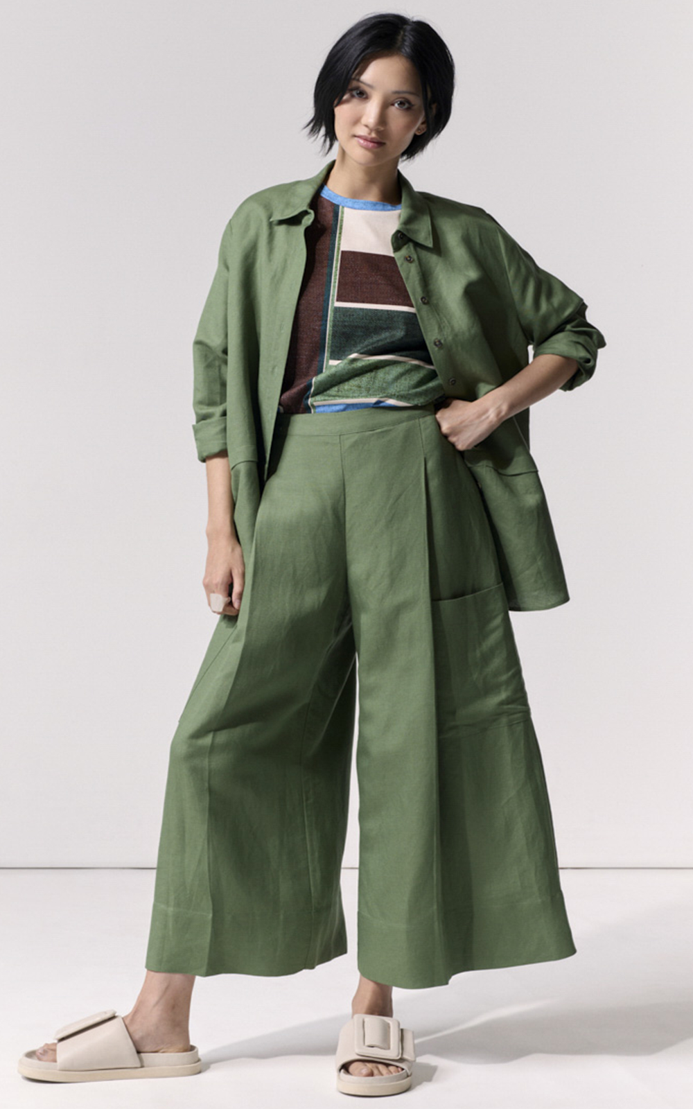 Deep Pleat Pocket Culotte product photo.