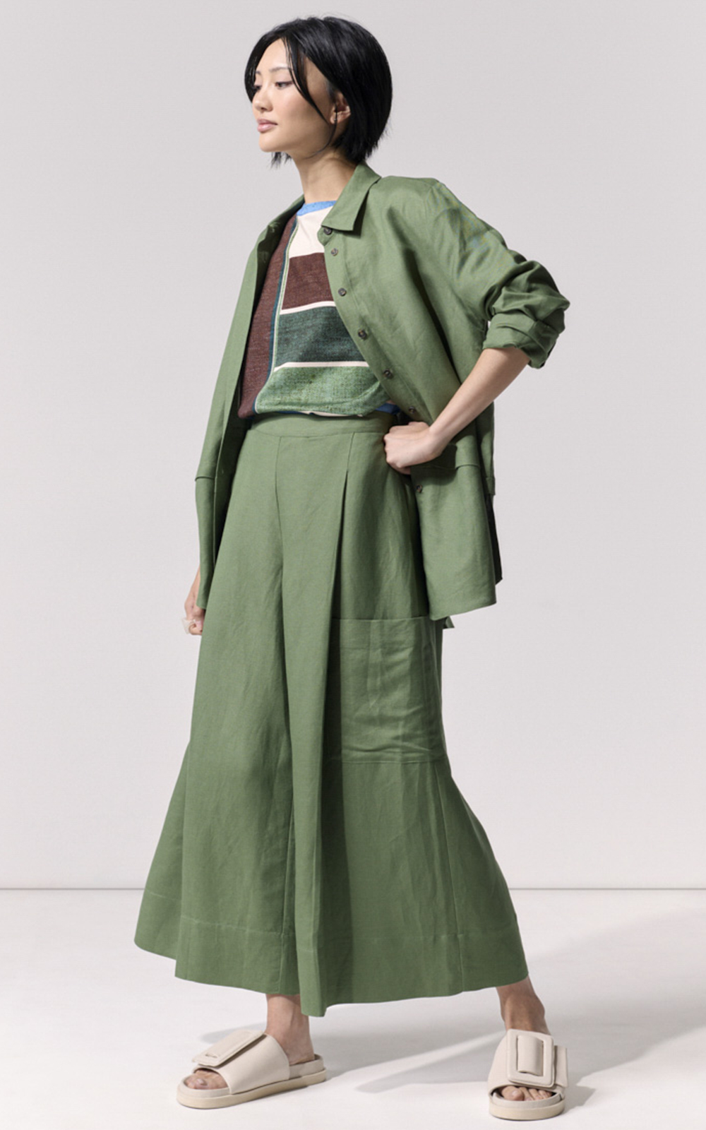 Deep Pleat Pocket Culotte product photo.