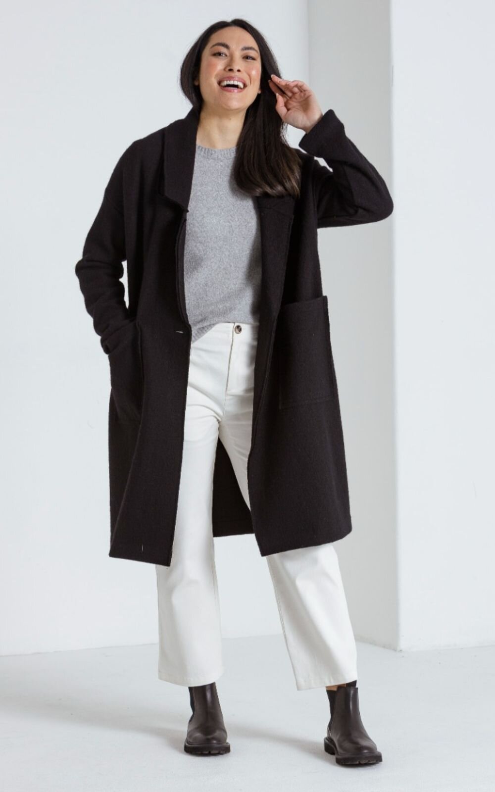 L/S Boiled Wool Coat product photo.