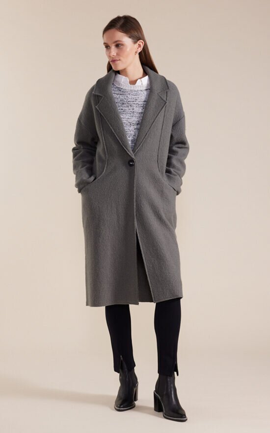 L/S Boiled Wool Coat product photo.