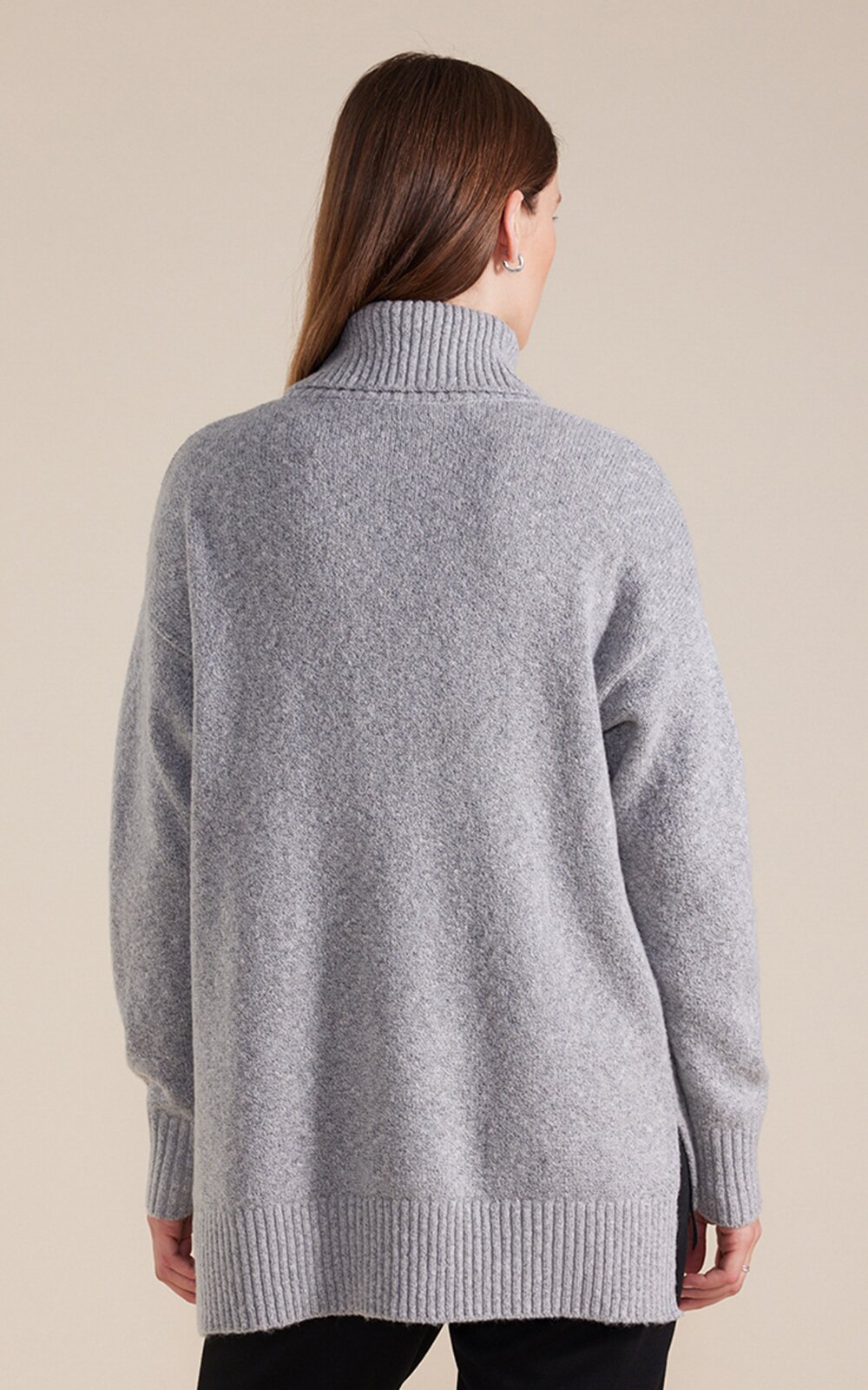 Longline Roll Neck Sweater product photo.